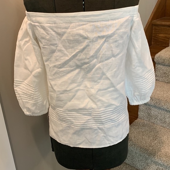 Ann Taylor 💯 linen white top. Wild West Whites. Summer linen size XSP. Petites - Picture 3 of 11